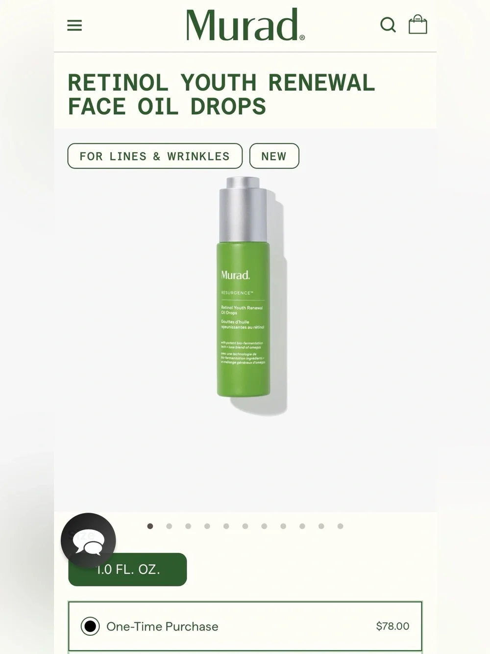 NEW Murad Resurgence Retinol Youth Renewal Oil Drops - 1 Fl oz / 30 mL